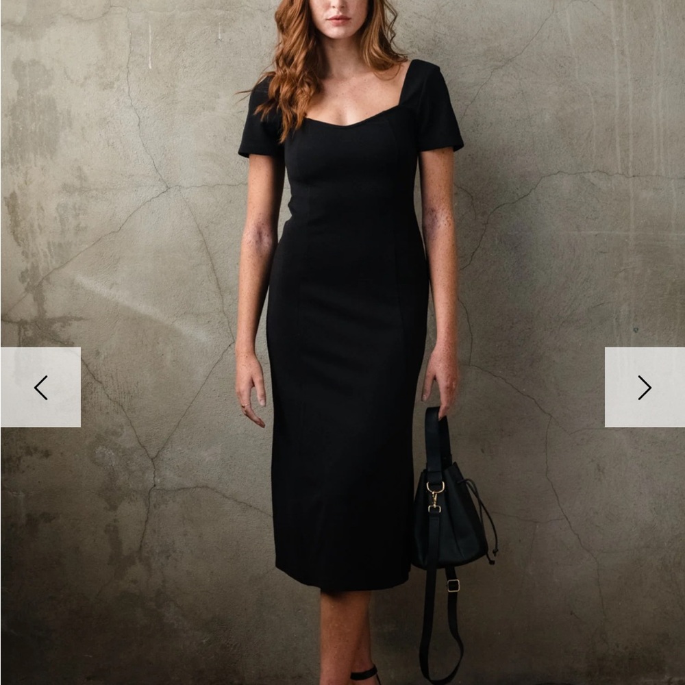 ABLE Aubrey crepe midi dress, black, size L